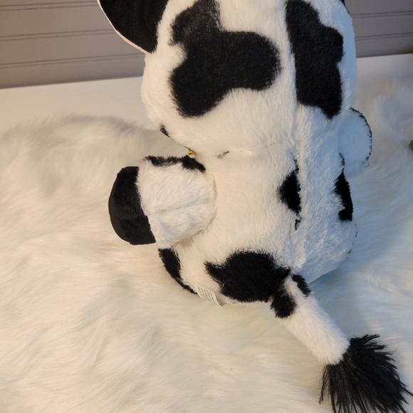 Plush Cow Toy with Bow - Black and White - Picture 6 of 9
